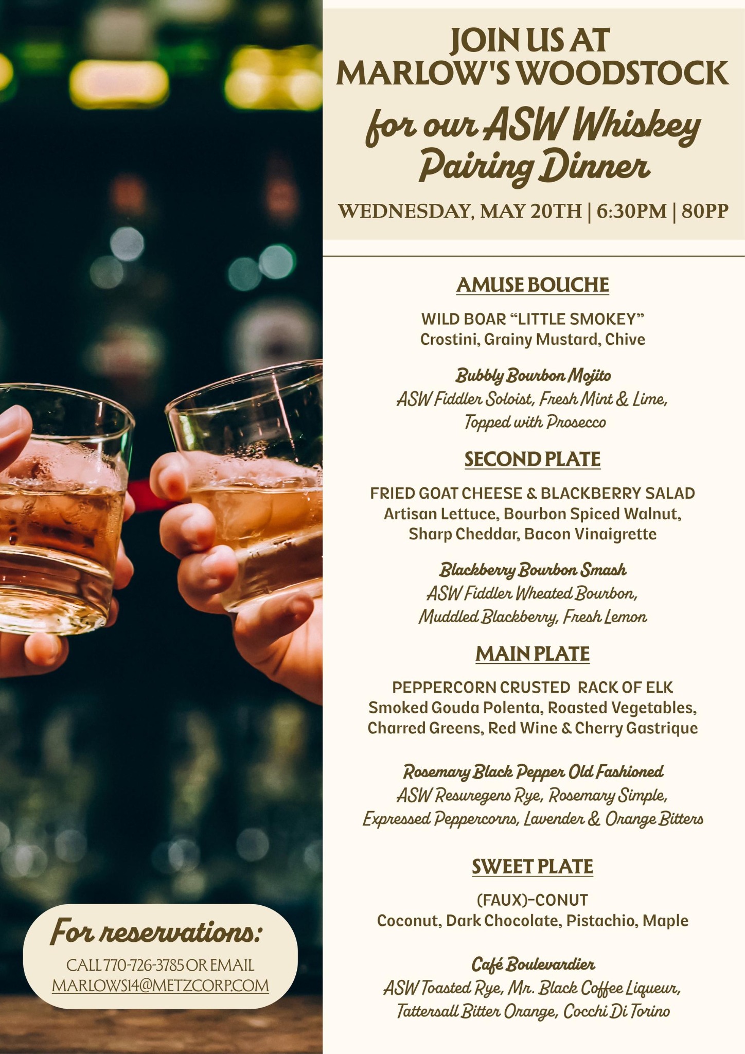 Whiskey dinner creative